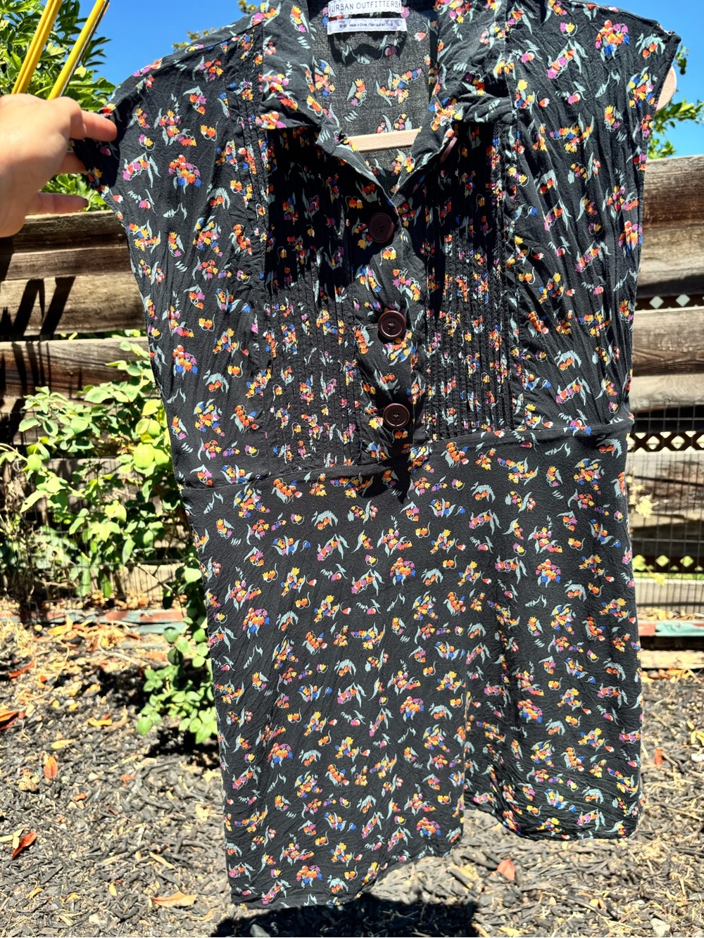 Urban Outfitters Black Floral Midi Dress with Multicolor Bouquet Print